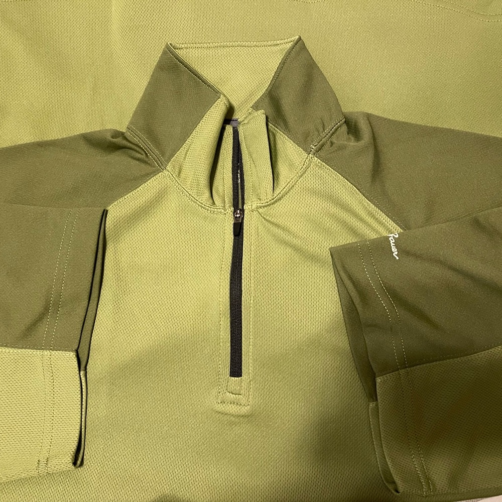 EDDIE BAUER PERFORMANCE ACTIVE COCONA OLIVE GREEN QUARTER ZIP POLO MEN SMALL